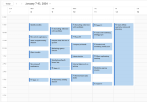 Work calendar schedule